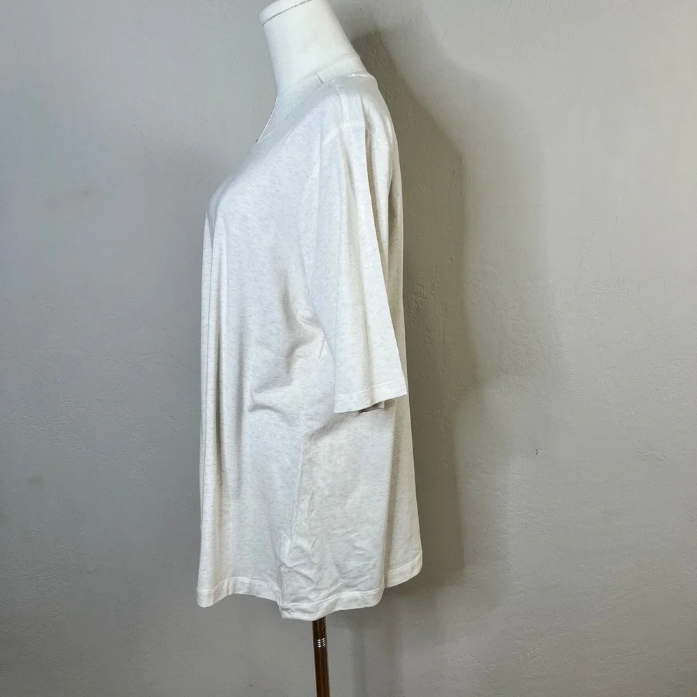 Lands End‎ T-Shirt Tencel Modal Blend Womens Size 1X Cream Oatmeal Heather NEW